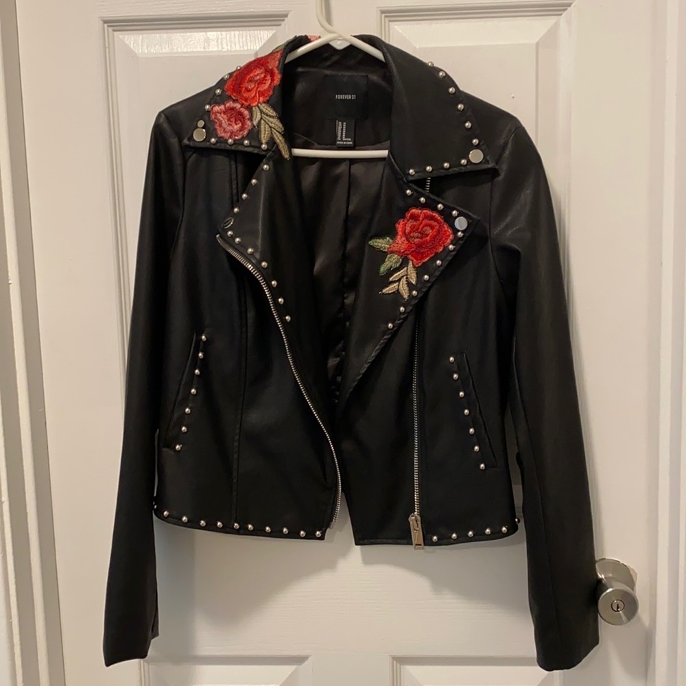 Faux Leather Studded Jacket
